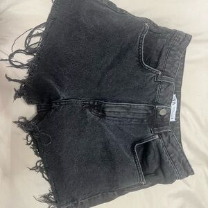 Zara Charcoal Frayed Jean Shorts